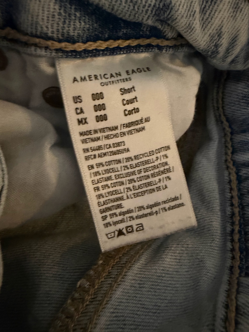 American Eagle Light Wash Distressed Wide Leg Jeans 000 Short - Picture 6 of 6